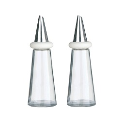 Oil and Vinegar Set, Cream Plastic/Glass/Stainless Steel Top